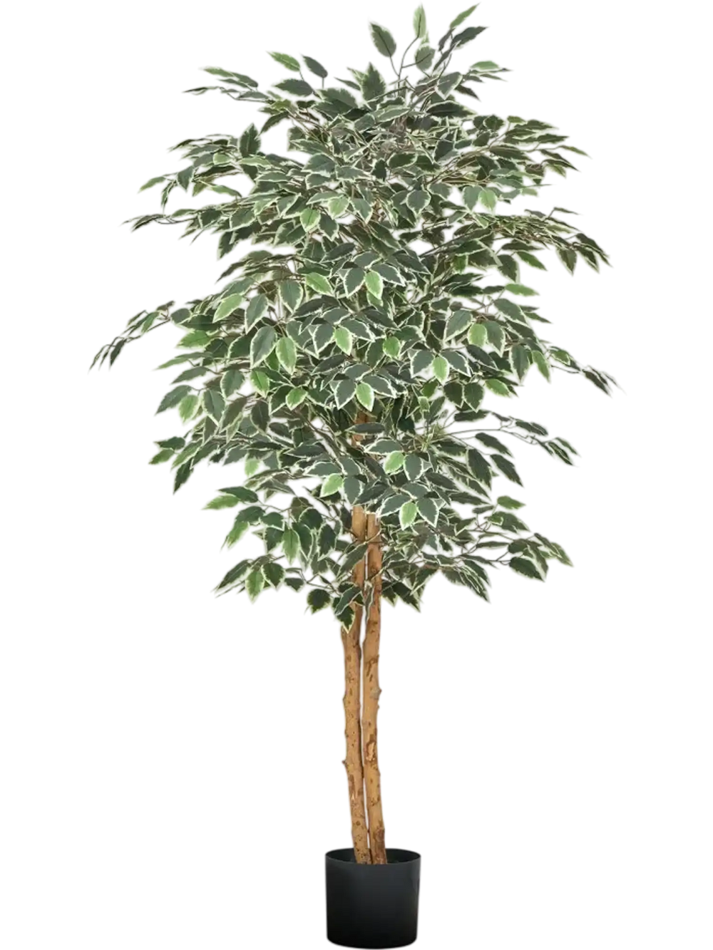VEVOR 5FT Artificial Ficus Tree with Black Pot, Tall Faux Ficus Plant with Natural Wood Trunk and Realistic Green Leaves, Indoor Fake Silk Tree for Home, Office, Living Room, or Corner Décor