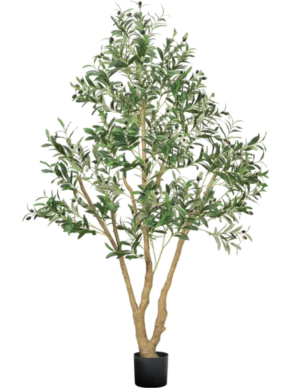 VEVOR 6FT Artificial Olive Tree with Black Pot, Tall Fake Tree with Natural Wood Trunk & Realistic Green Leaves and Fruits, Indoor Faux Plant for Home, Office, Living Room, Corner Decor