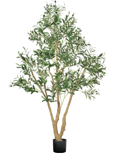 VEVOR 6FT Artificial Olive Tree with Black Pot, Tall Fake Tree with Natural Wood Trunk & Realistic Green Leaves and Fruits, Indoor Faux Plant for Home, Office, Living Room, Corner Decor