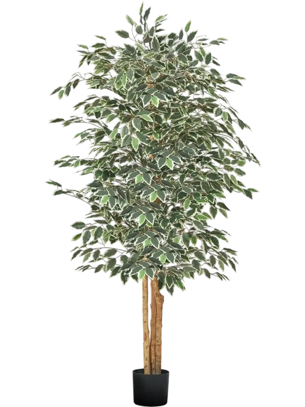 VEVOR 6FT Artificial Ficus Tree with Black Pot, Tall Faux Ficus Plant with Natural Wood Trunk and Realistic Green Leaves, Indoor Fake Silk Tree for Home, Office, Living Room, or Corner Décor