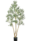 VEVOR 7FT Artificial Olive Tree with Black Pot, Tall Fake Tree with Natural Wood Trunk & Realistic Green Leaves and Fruits, Indoor Faux Plant for Home, Office, Living Room, Corner Decor