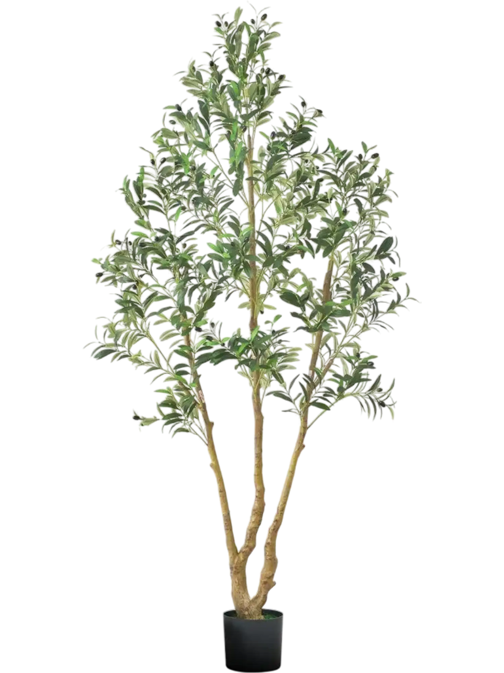 VEVOR 7FT Artificial Olive Tree with Black Pot, Tall Fake Tree with Natural Wood Trunk & Realistic Green Leaves and Fruits, Indoor Faux Plant for Home, Office, Living Room, Corner Decor