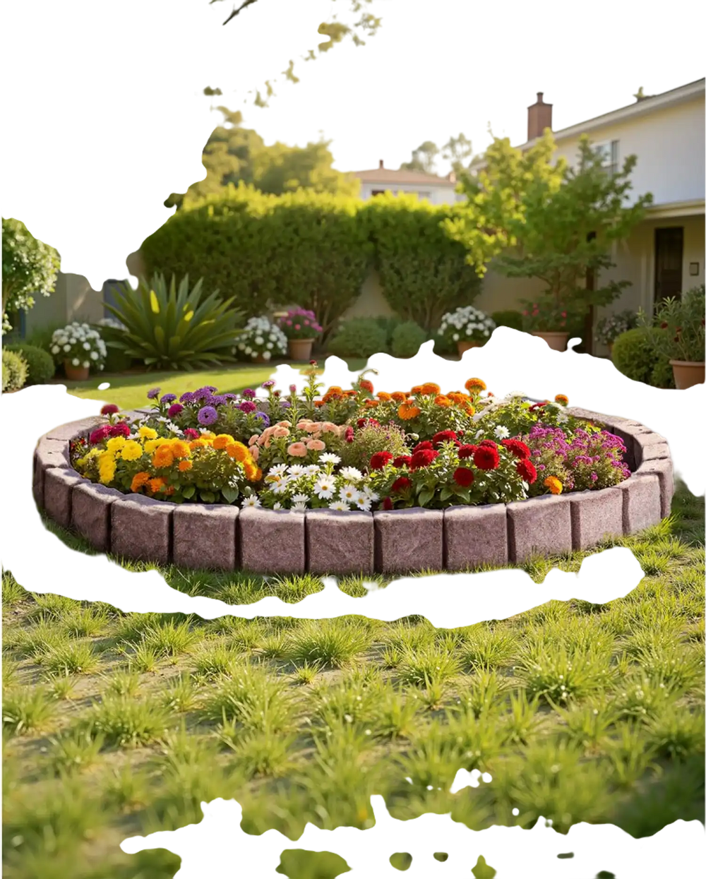 VEVOR Faux Stone Landscape Edging, 46.8 x 3.9 in Realistic Lawn Edging, Flexible Brick-Sized Garden Edging Border with Anchoring Spikes, Fade-Resistant Yard Edging for Driveways Walkway Brown