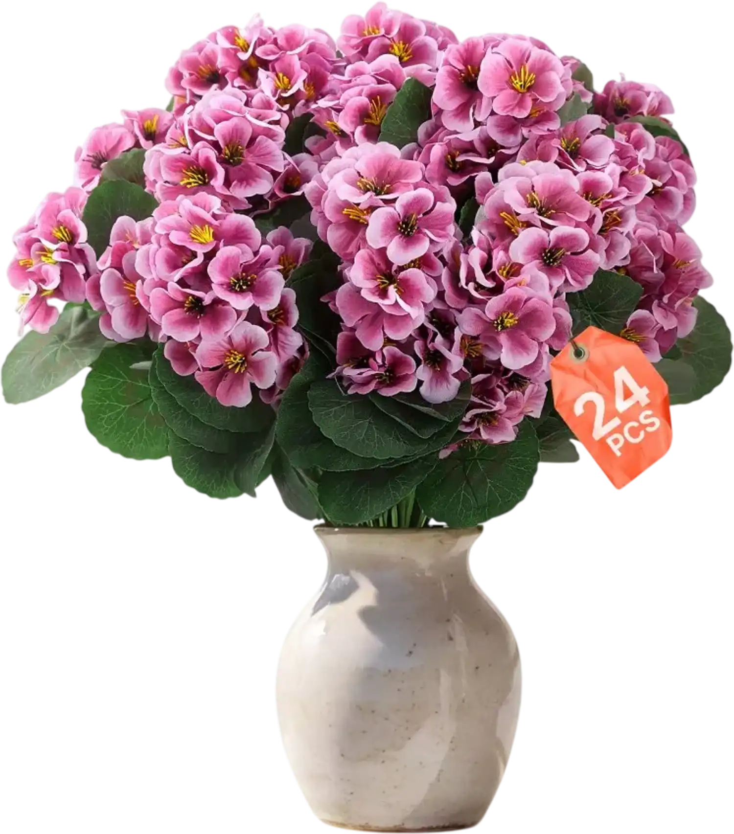 Vevor Artificial Geranium Faux Pink Flowers with Stems 24 PCS New