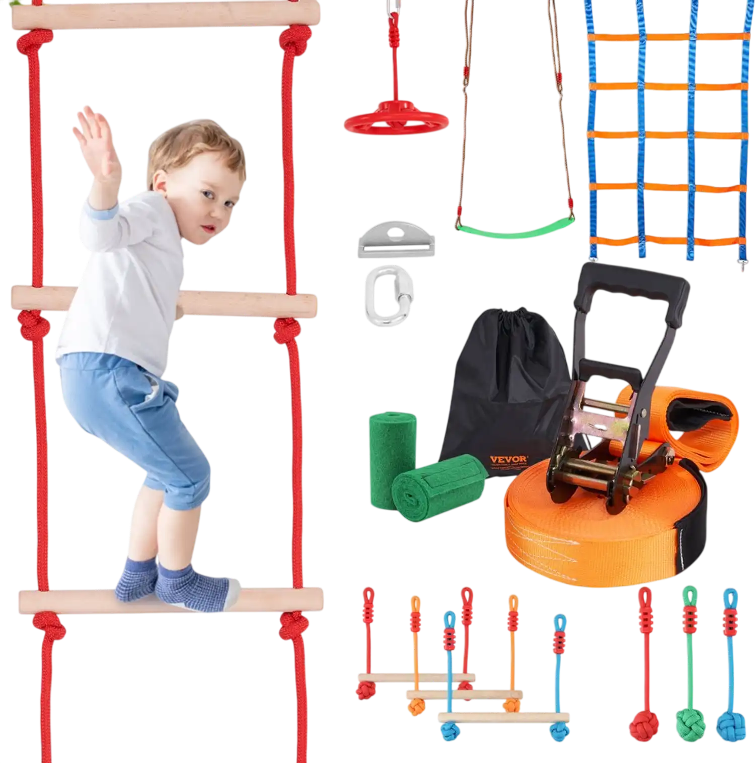 Vevor Ninja Warrior Obstacle Course Kids Outdoor Playset with 10 Obstacles New