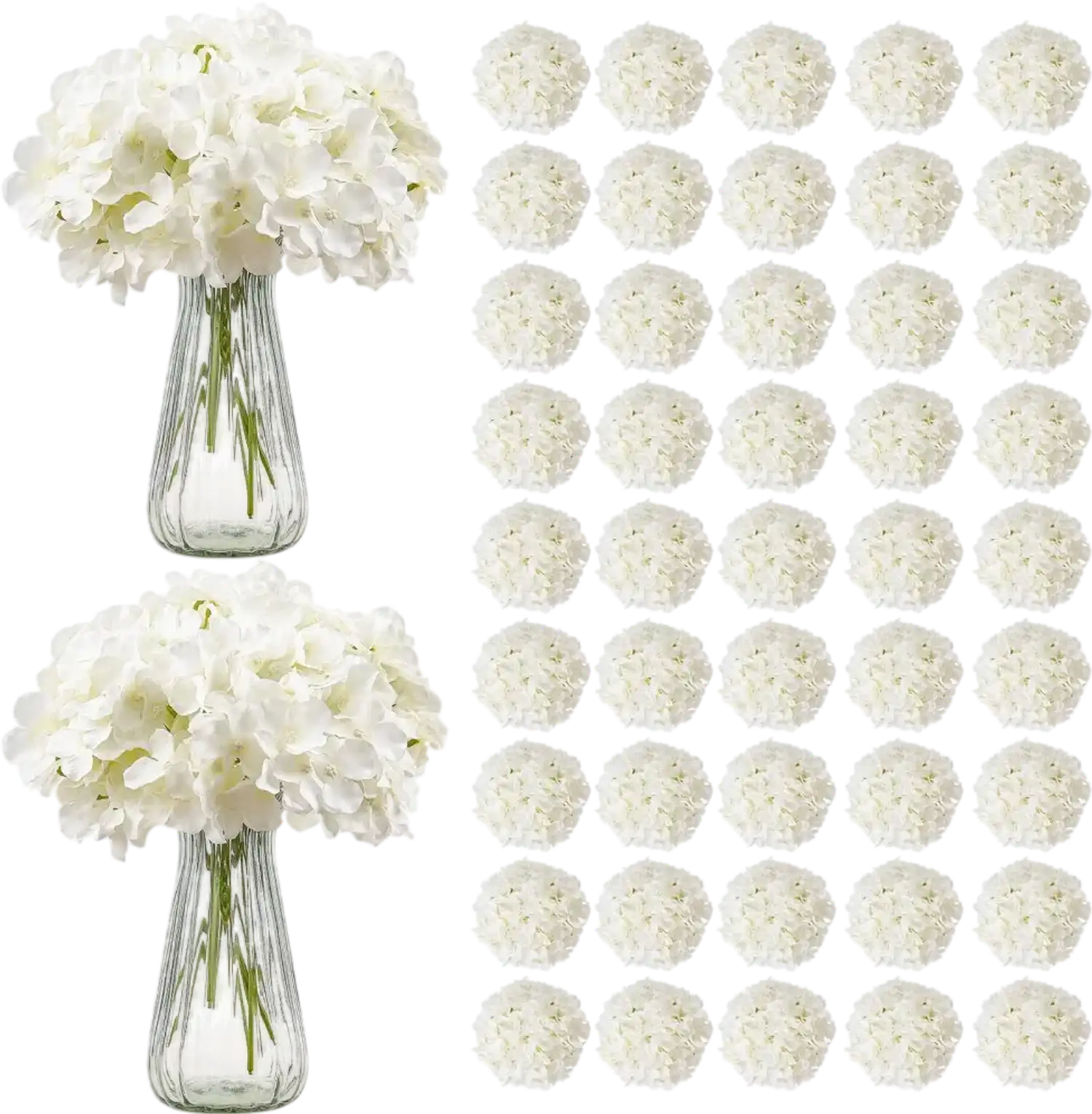 Vevor Artificial Flowers White Silk Hydrangea Bouquet 105-Pc 9.8