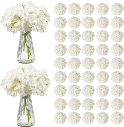 Vevor Artificial Flowers White Silk Hydrangea Bouquet 105-Pc 9.8