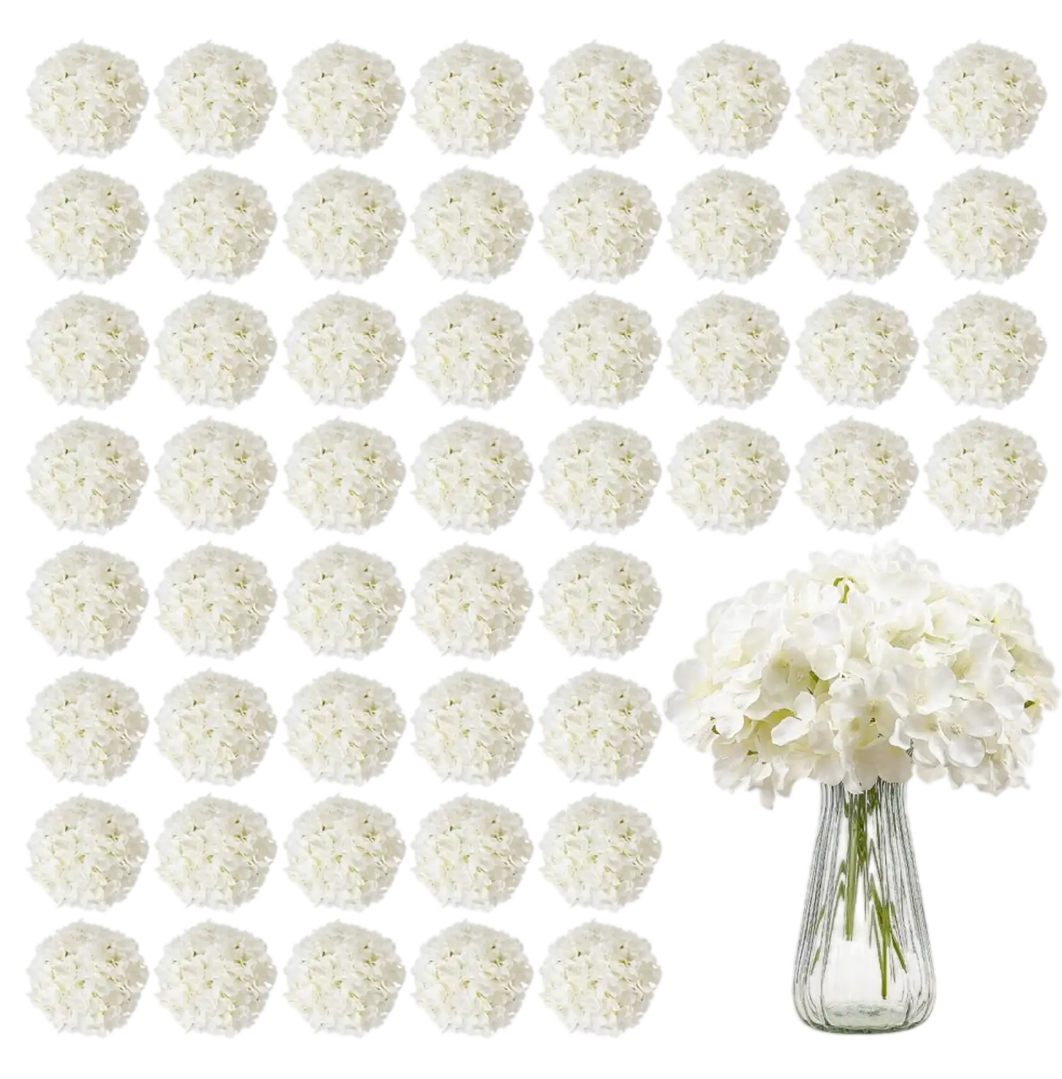 Vevor Artificial Flowers 65-Piece White Silk Hydrangea Bouquet New