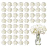VEVOR Artificial Flowers, 65 pcs Real Looking White Silk Fake Hydrangea Bulk, White Faux Bridal Shower with Stems for DIY Wedding Bouquets, Home Centerpieces Arrangements, Party Tables Decorations