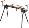 VEVOR Miter Saw Stand, 550lbs Load Capacity Steel Collapsible Stand for Miter Saw with One-piece Mounting Brackets Clamps, Adjustable Height and Length, Portable Compact and Folding Miter Saw Stand
