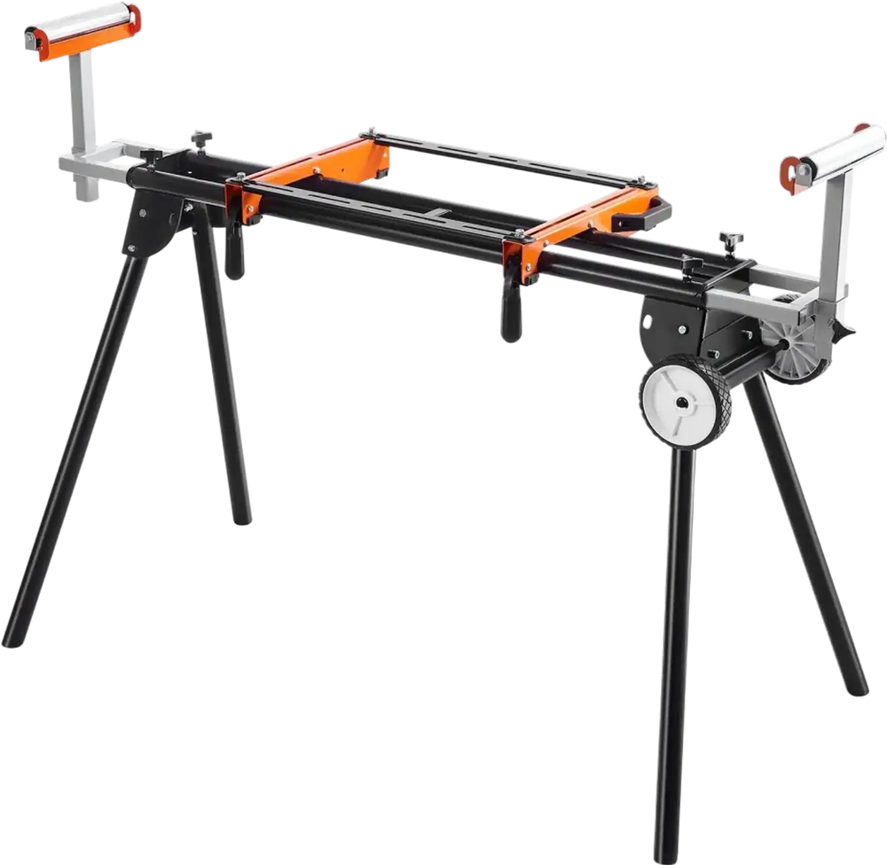 VEVOR Miter Saw Stand, 550lbs Load Capacity Steel Collapsible Stand for Miter Saw with One-piece Mounting Brackets Clamps, Adjustable Height and Length, Portable Compact and Folding Miter Saw Stand
