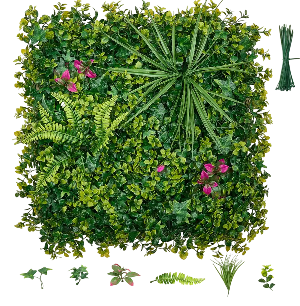 VEVOR Artificial Plant Wall, 12PCS 20 x 20 in Artificial Boxwood Panels, Greenery Backdrop Privacy Hedge Fence with Sun Protection, Fake Grass Wall Screen for Wedding, Indoor, Outdoor Garden, Backyard