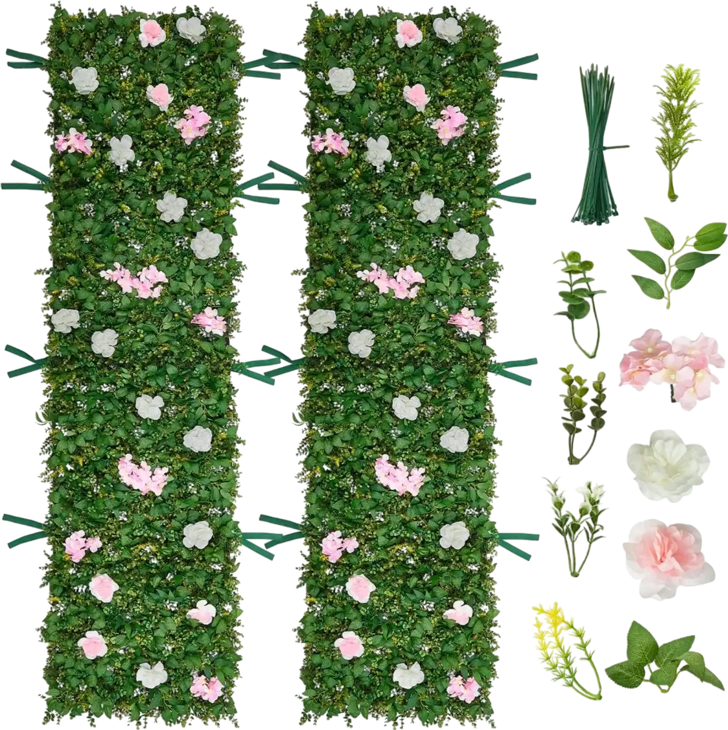 Vevor Flower Wall Backdrop 2-Piece 2' x 8' 3D Artificial Floral Panels New