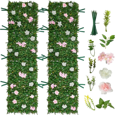 Vevor Flower Wall Backdrop 2-Piece 2' x 8' 3D Artificial Floral Panels New