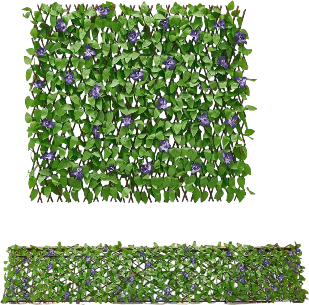 VEVOR Expandable Fence Privacy Screen, 25.5 x 122 in Expand Artificial Plant Wall, Realistic Artificial Ivy Panel with 50 Zip Ties, Decorative Faux Greenery Backdrop Hedges for Balcony Patio Outdoor