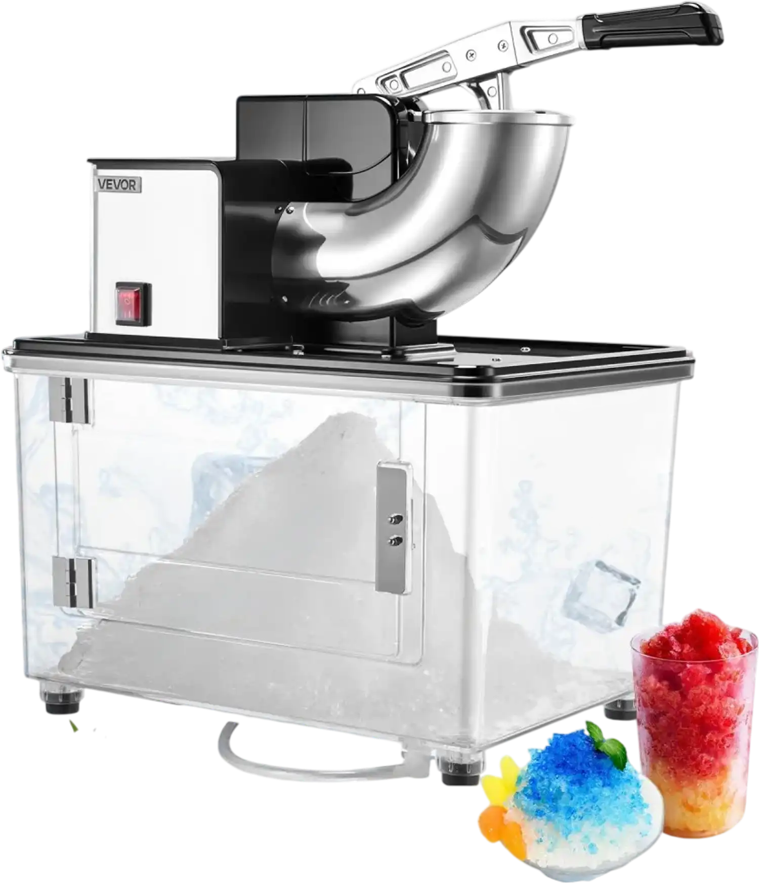 Vevor Snow Cone Machine Commercial 350W 661 lbs/h Electric Ice Crusher Black New