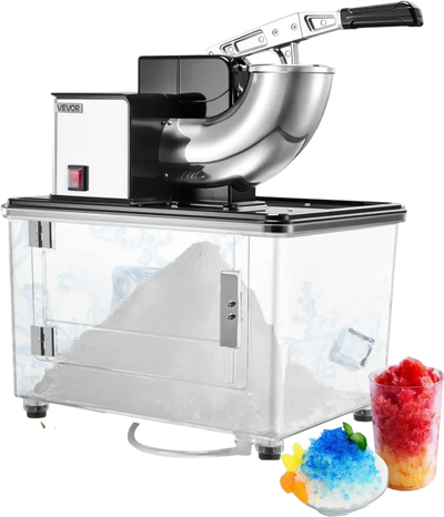 VEVOR Commercial Ice Crusher 661LBS/H, 350W Electric Snow Cone Machine with 4 Blades, 2000RPM Stainless Steel Shaved Ice Machine with 11 Gal Crushed-Ice Box, for Family Restaurants Bars, Black