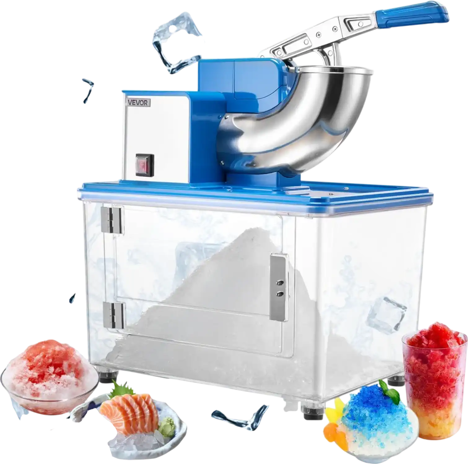 Vevor Ice Crusher Commercial 661 lbs/h 350W Snow Cone Machine Blue New