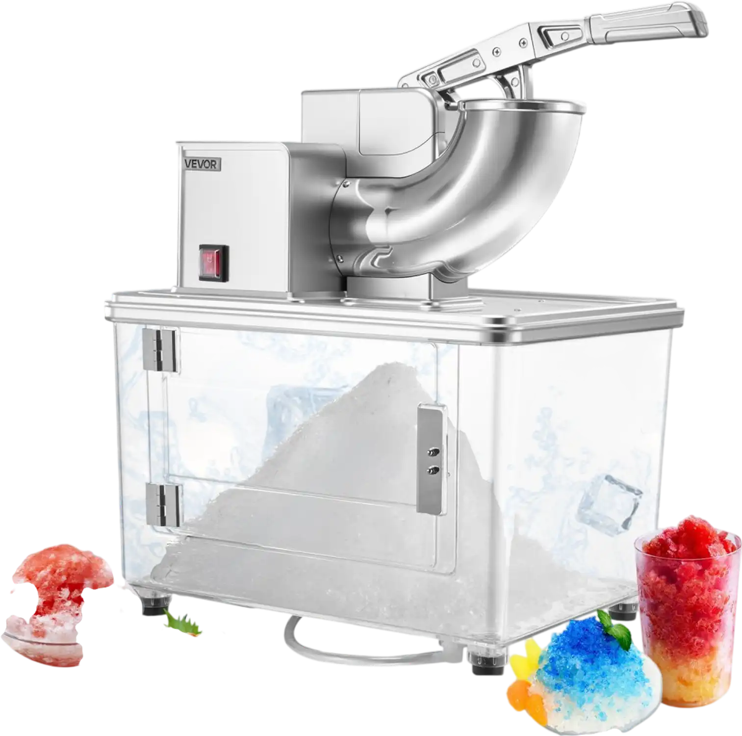Vevor Ice Crusher Commercial 661 lbs/h Electric Snow Cone Machine Silver New