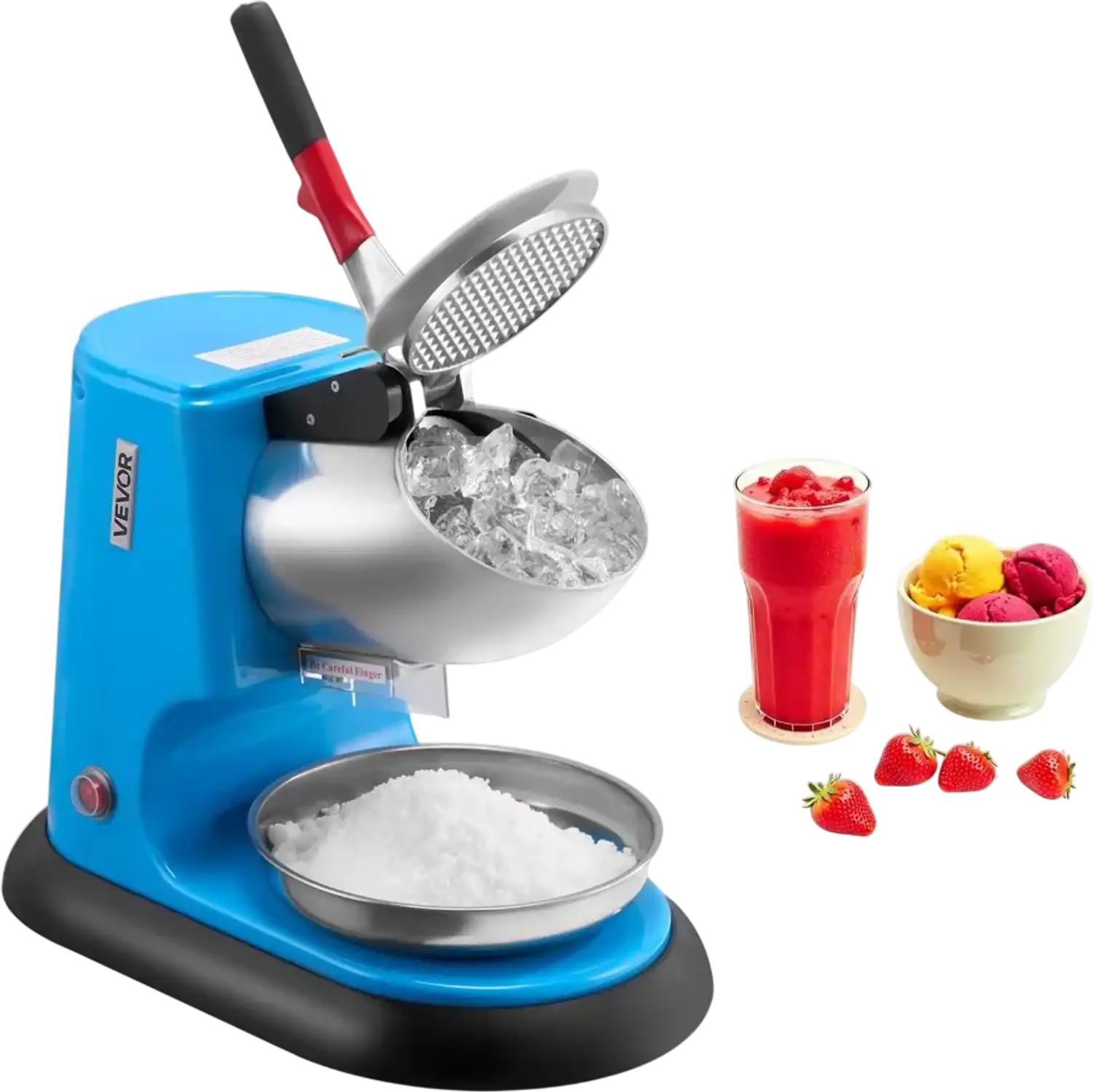 Vevor Ice Crusher Machine 220 lbs/h Electric 4-Blade Snow Cone Maker Blue New