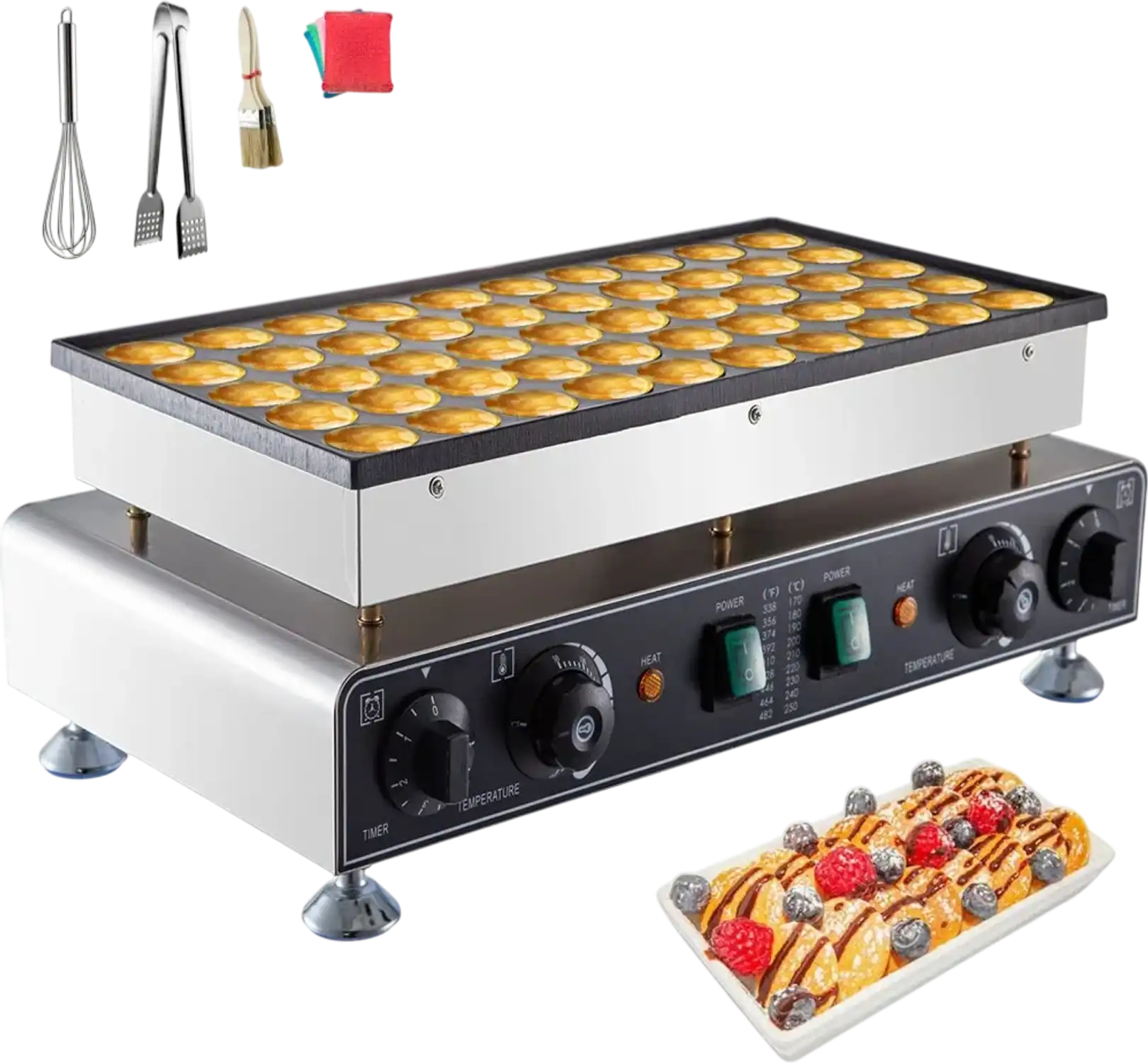 Vevor Dutch Pancake Maker 50-Piece Commercial Non-Stick 1800W New