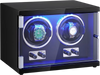 VEVOR Watch Winder, Dual Watch Winder for Men's and Women's Automatic Watch, with 2 Super Quiet Japanese Mabuchi Motors, Blue LED Light and Adapter, High-Density Board Shell and Black PU