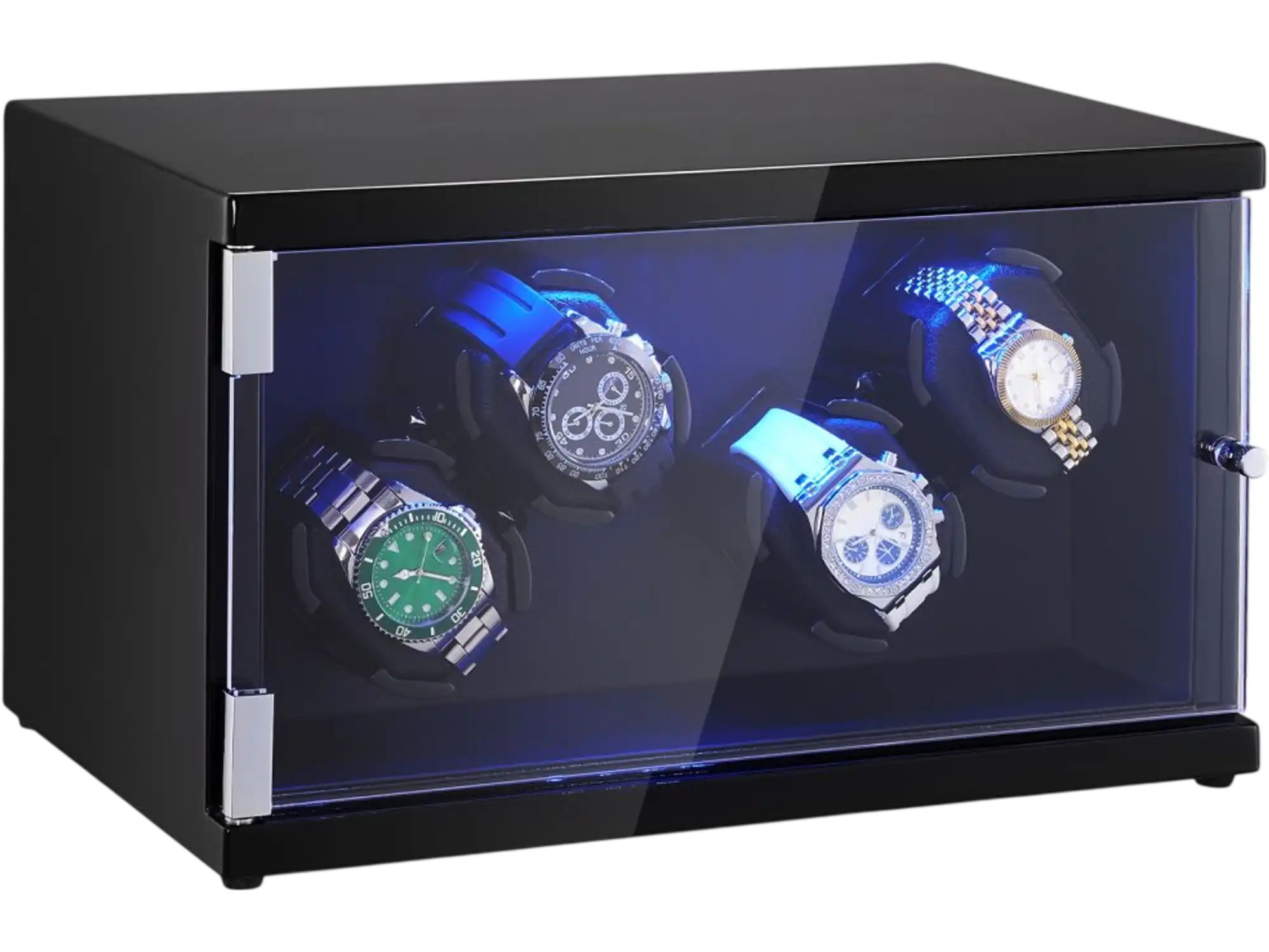 Vevor Watch Winder 4-Piece Automatic Watch Winder with Blue LED Light New