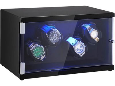 Vevor Watch Winder 4-Piece Automatic Watch Winder with Blue LED Light New
