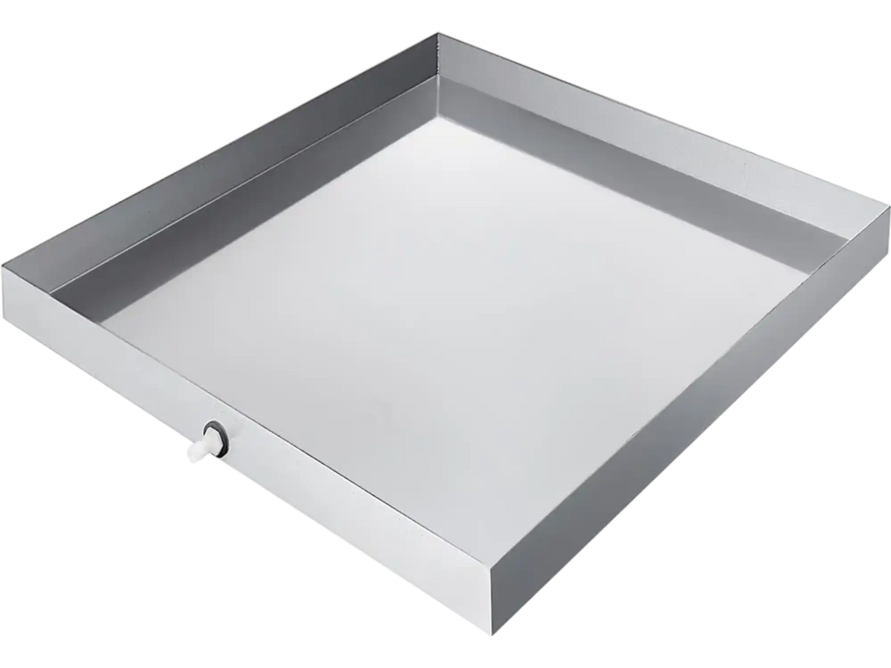VEVOR 32 x 32 x 2.5 Inch Washing Machine Pan 18 GA Thickness 304 Stainless Steel Heavy Duty Compact Washer Drip Tray with Drain Hole & Hose Adapter