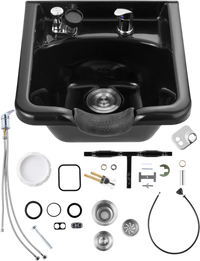VEVOR Shampoo Bowl, ABS Plastic Shampoo Sink for Salons and Home, Easy to Clean and Install Salon Shampoo Bowls for Hair Stylists, Shampoo Sink for Spa Center, Barbershop and Beauty Salon Use, Black