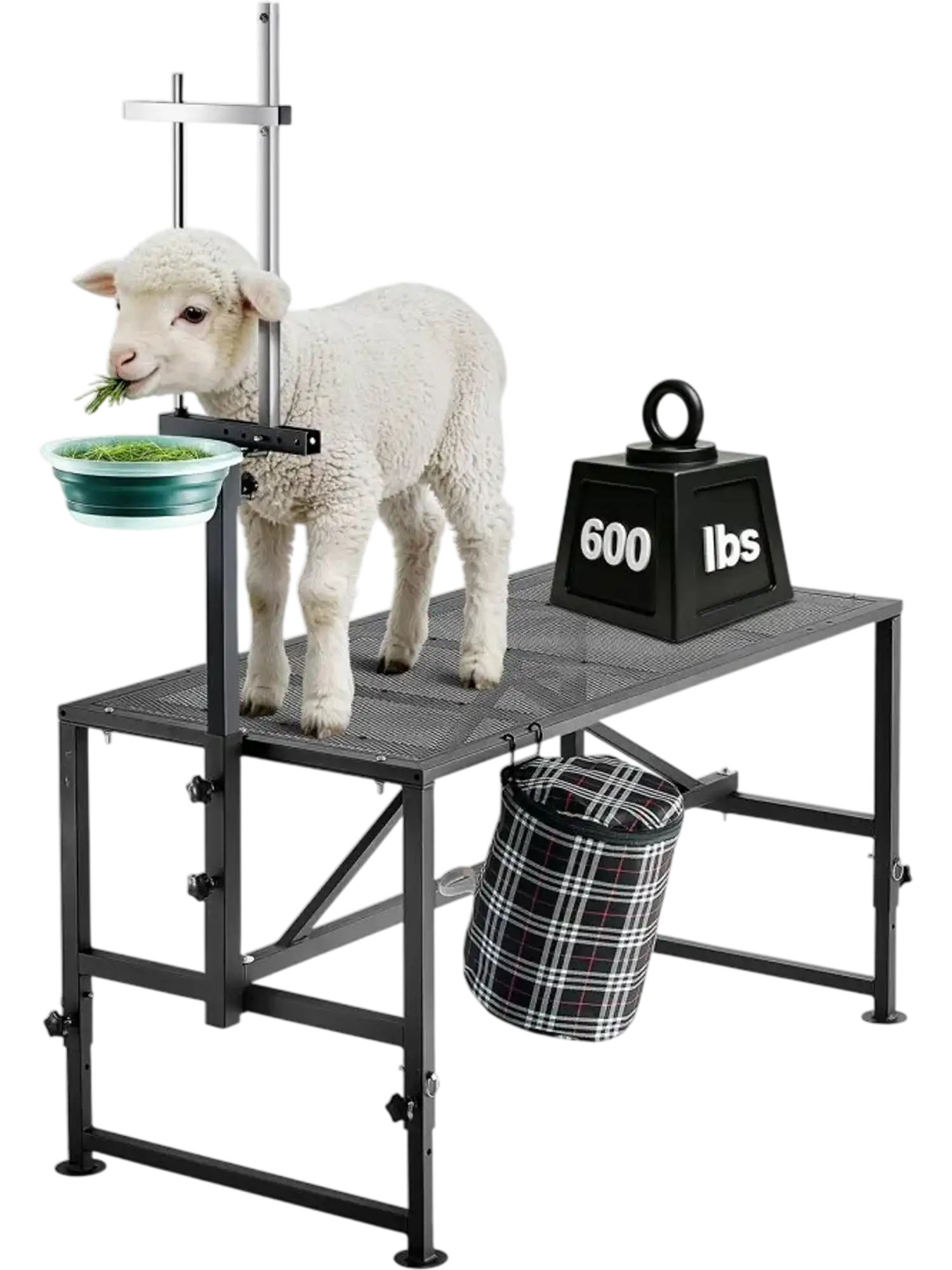 Vevor Goat Milking Stand Heavy Duty Adjustable Feed Bin Tool Basket Stanchion 47