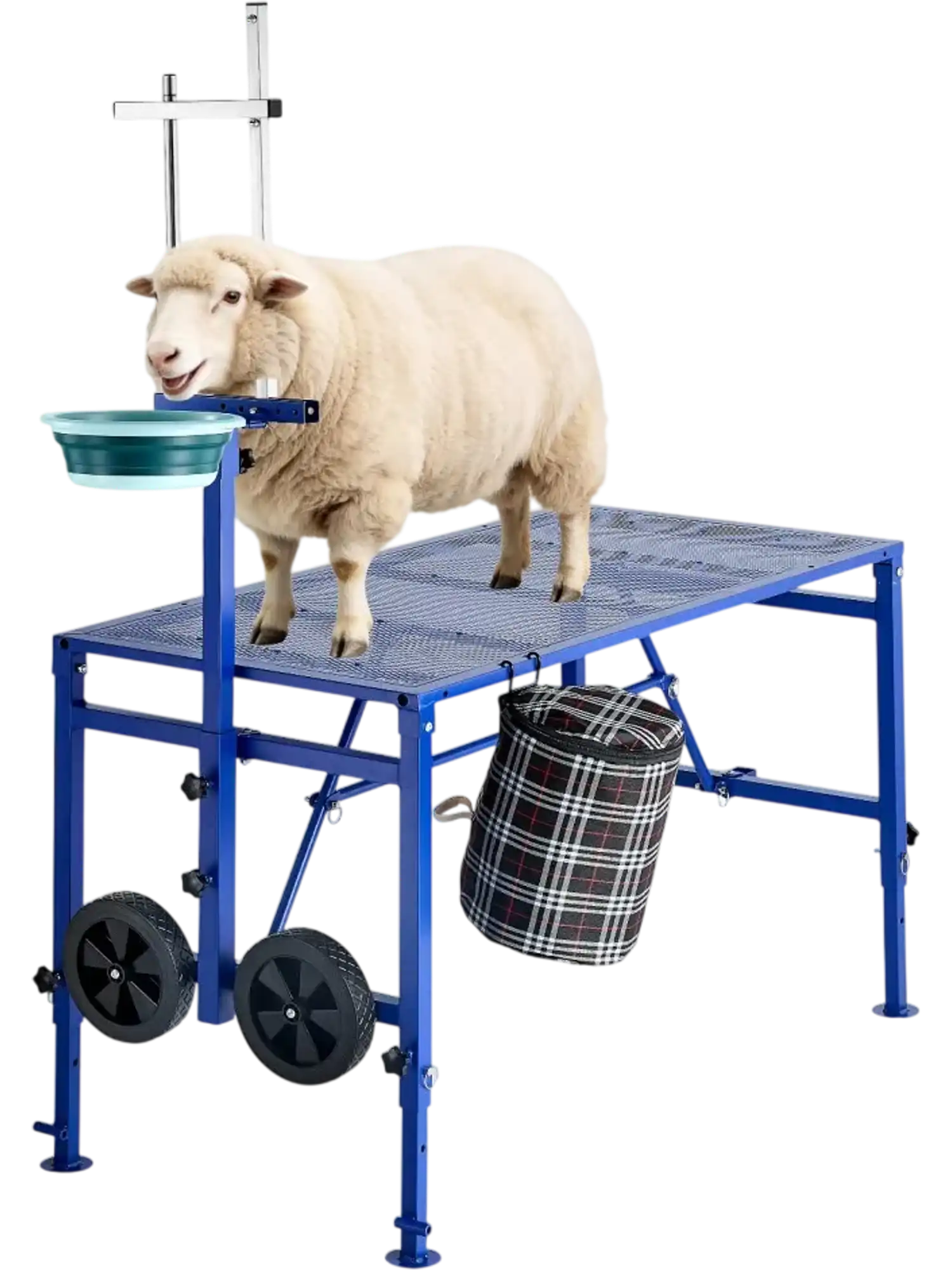 Vevor Goat Milking Stand Heavy Duty Foldable Livestock Platform with Feed Bin & Wheels New