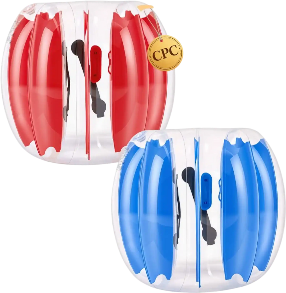 VEVOR 2-Pack Inflatable Bumper Balls 3FT Human Bubble for Kids Blue+Red, for Backyard, Camping, Picnic, Park, Lawn, and Outdoor Team Gameplay, Thickened PVC Material, Sumo Hamster Ball with Handle