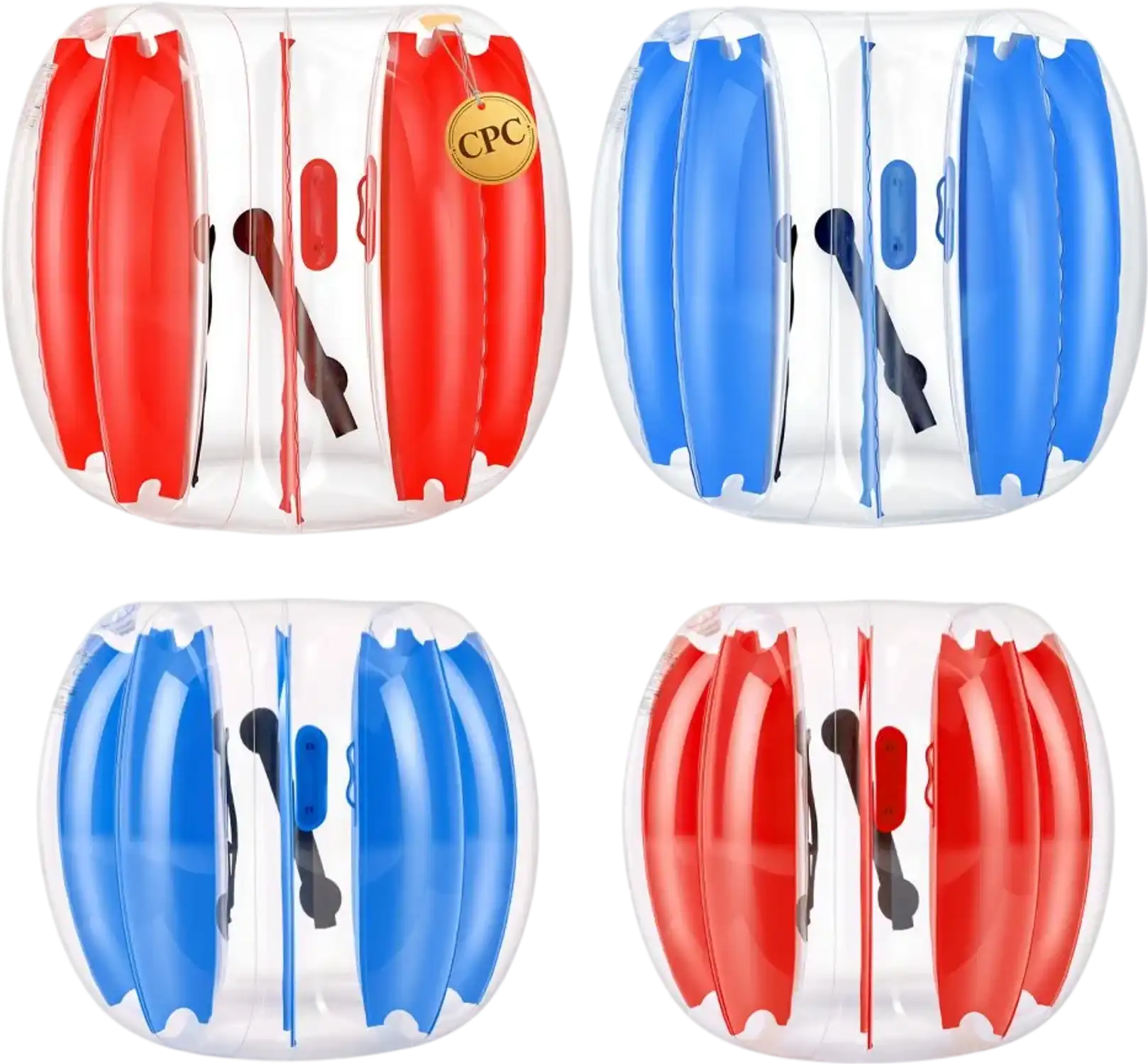 Vevor Bumper Balls 4 Pack Inflatable 3'+4' Bubble Balls for Kids & Teens Blue Red New