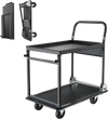 VEVOR Foldable Push Cart Dolly, 700 lbs, Heavy Duty Platform Hand Truck with Wheels, High-Strength Steel, 2 Tier Moving Flatbed Cart, for Warehouse, Garage, Workshop, Office, 28.7 x 18.5 x 32.3 in