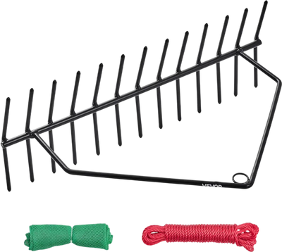 VEVOR 24 in Aquatic Weed Rake, 8.7 in Double Sided Lake Weed Rake, Pond Weeds Cutter with 30ft Rope, Tie Hole, No Assembly Required, Lightweight Muck Lilypad Clearing Tool for Pond, Lake, Rivulet