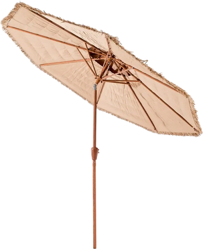 VEVOR Tiki Umbrella, 9 ft Thatched Patio Umbrella with Tilt, 2-Tier Hawaiian Style Beach Parasol with PP Thatch and 8 Metal Ribs, Grass Pool Umbrellas for Beach, Patio, Poolside, Backyard & Garden