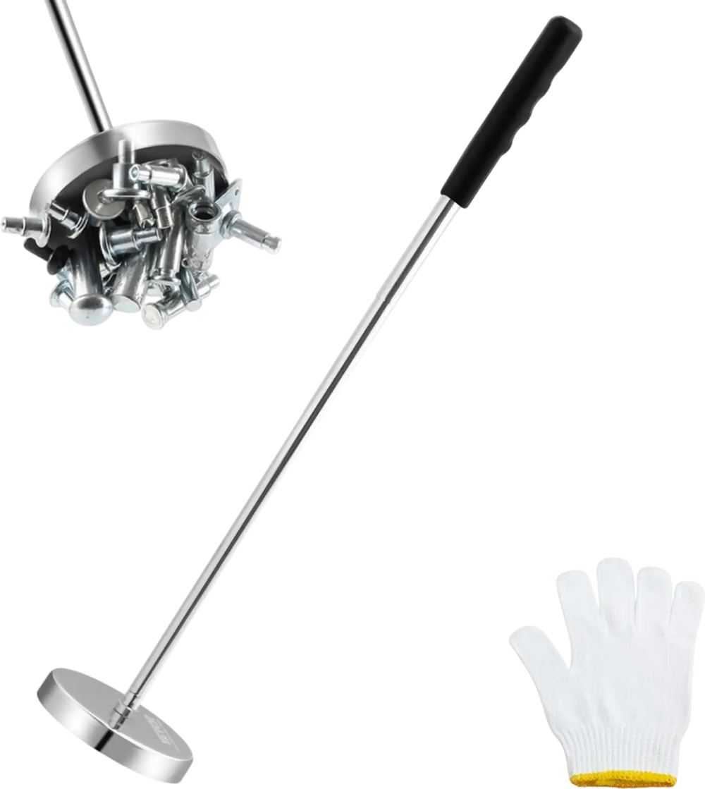 VEVOR Telescoping Magnetic Sweeper Pickup Tool, 3.5inch Handheld Screws Parts Finder with 35LB Pull Capacity, Retractable Handle 8.3 to 33 inches with Strong Magnet, Pick up Nails Screws Metal Parts