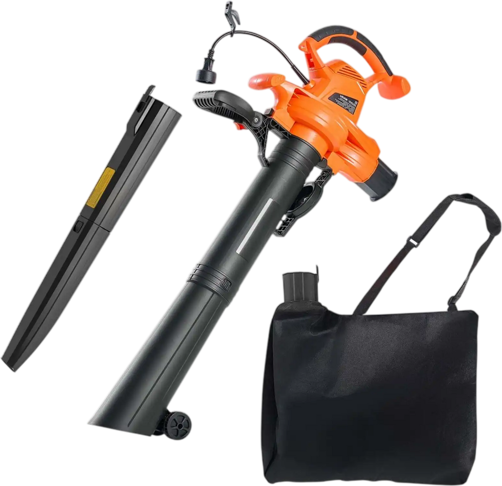 VEVOR Electric Leaf Blower, 12 Amp, 250 MPH, 400 CFM, 3 in 1 Handheld Blower Vacuum & Mulcher for Lawn Care, 2-Speed Lightweight Portable with Bag and Wheeled Base for Yard Patio Outdoor, Corded
