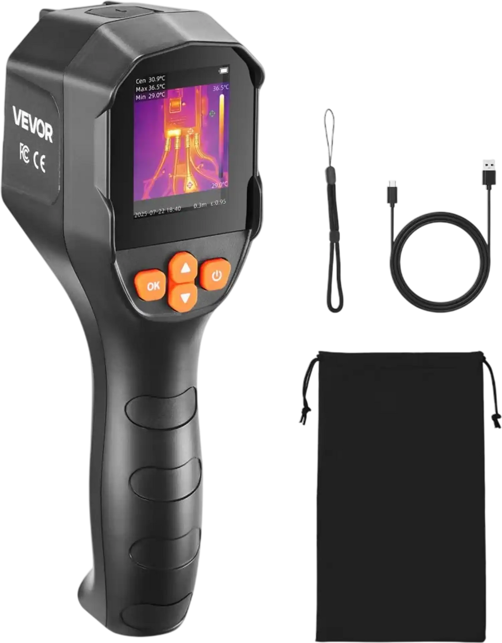 VEVOR Thermal Camera, TISR Super Resolution 240x180, Thermal Imaging Camera with 2MP Visual Camera, 96x96 IR Resolution, 25HZ Refresh Rate, -4°F to 1022°F, 4 Image Modes & 6 Color Palettes