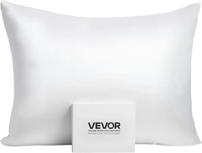 VEVOR Silk Pillowcase, 100% Pure Mulberry Silk Pillow Case, 26 in x 20 in Standard Silky Pillow Case for Hair and Skin, Smooth, Soft and Breathable Pillowcase with Hidden Zipper, for Sleeping (White)