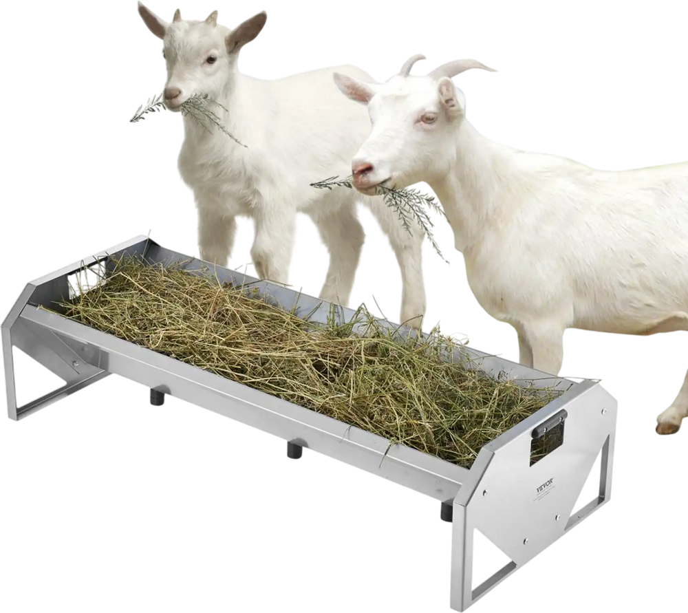 VEVOR Livestock Feeding Trough, 22 Gallon Capacity, 45" Hay Feeder, Heavy Duty Steel Livestock Trough, Galvanized Steel Sheep Feeder Trough Feeding up to 10 Goats for Horse Sheep Hog Farm Sheds Pen