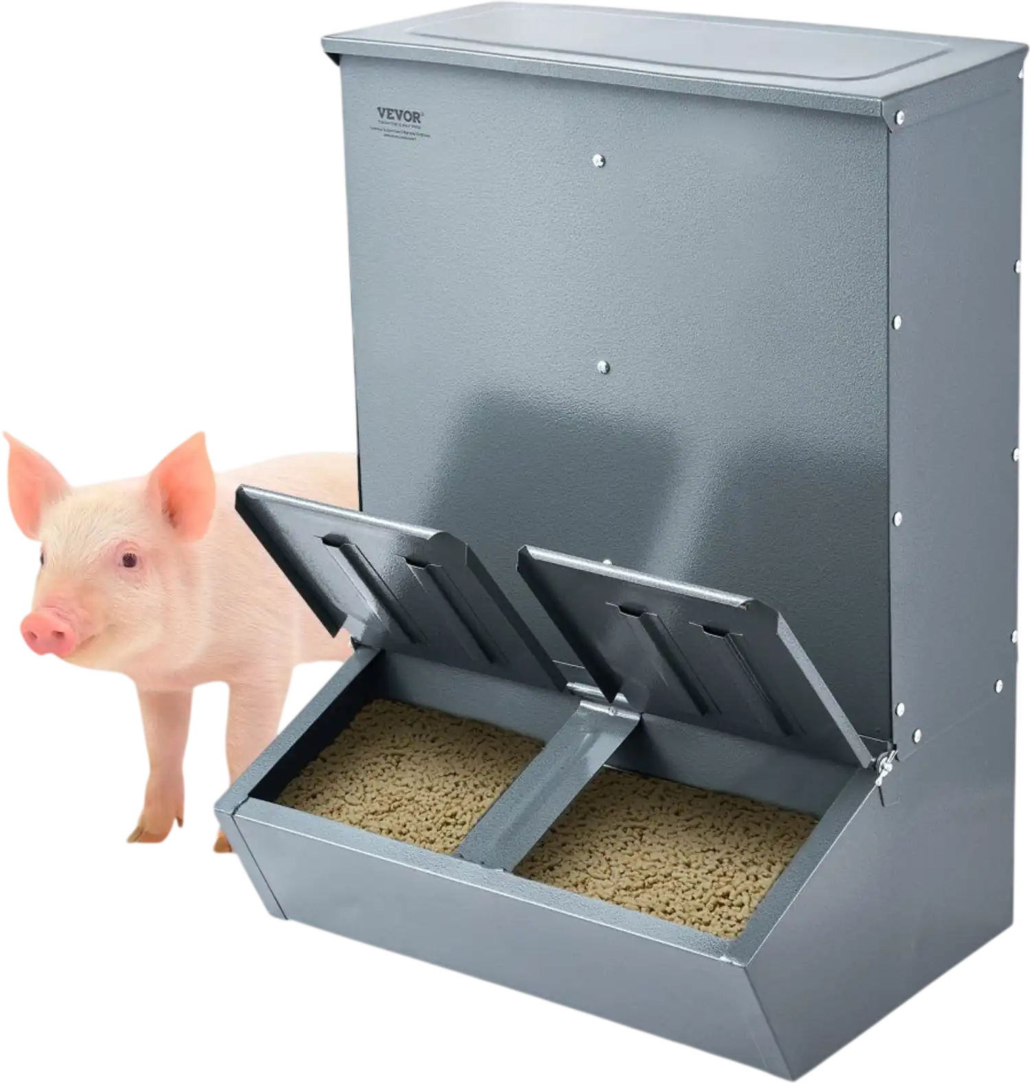 Vevor Hog Feeder 3.7 Bushel Double Door Galvanized Steel New