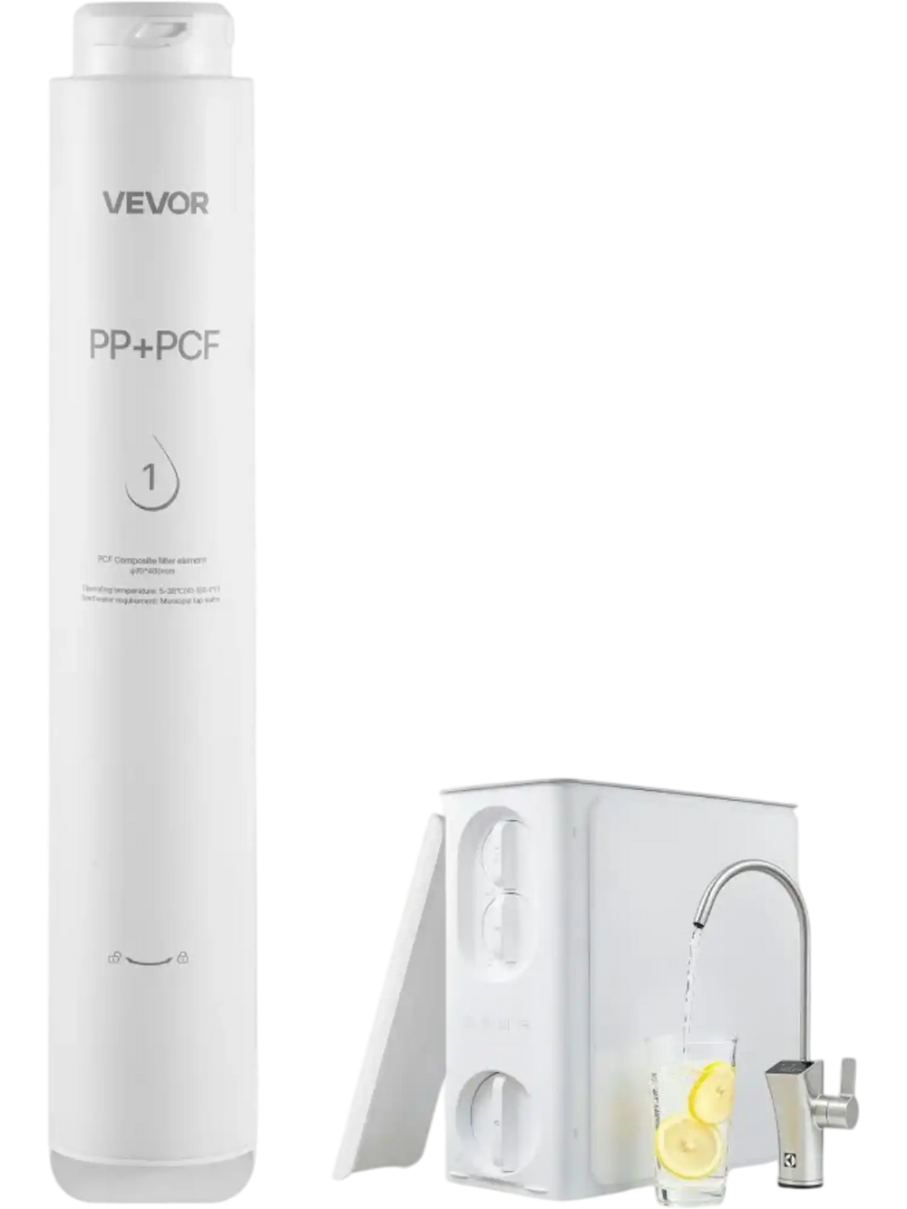 VEVOR Reverse Osmosis System PCF Pre-Composite Replacement Filter Cartridge, Easy Replacement for 12 Months, Reduces Chlorine, Compatible with RO System SS-201/SS-202/SS-203/SS-204/SS-205/SS-206 Units