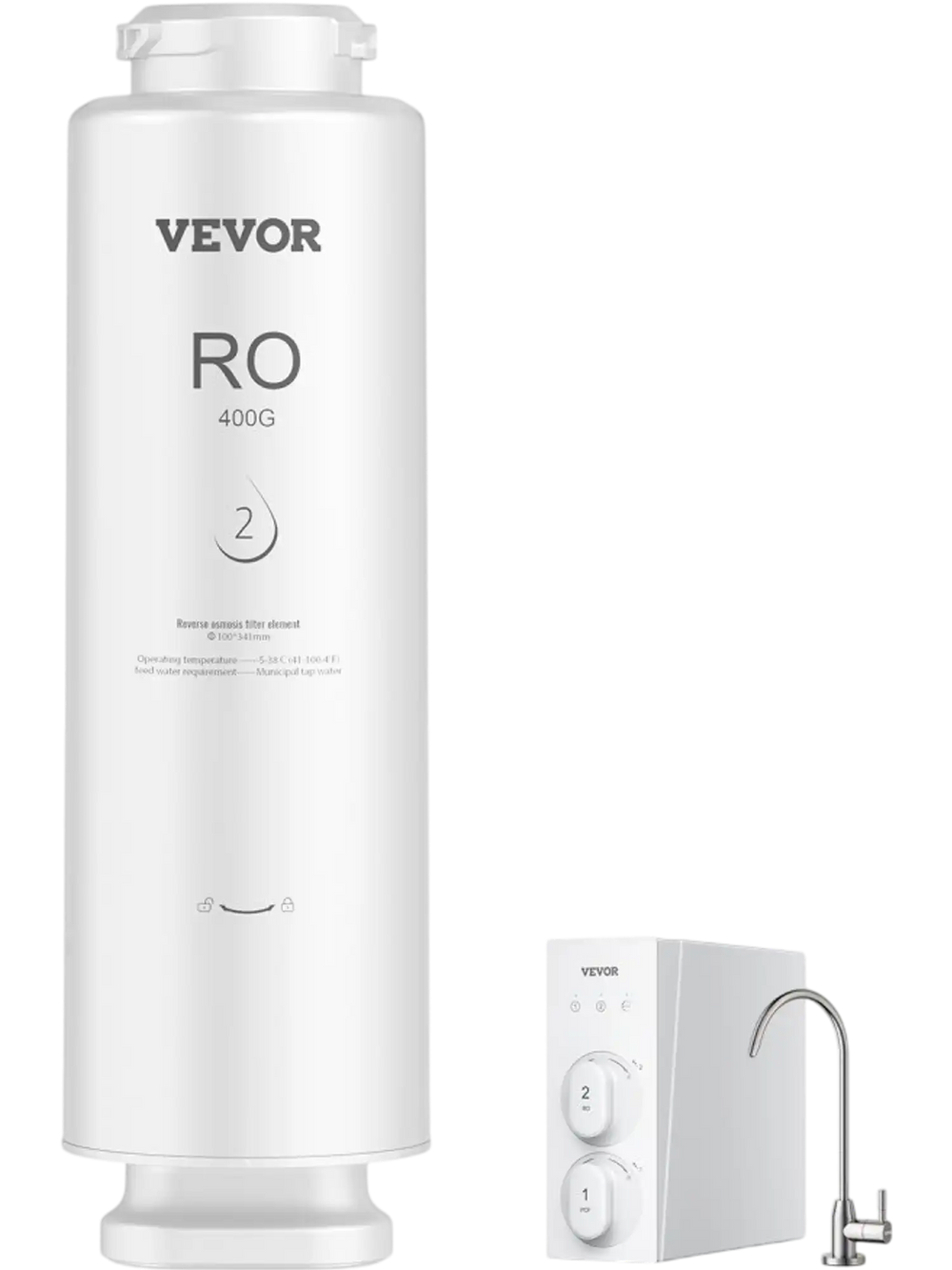 VEVOR Reverse Osmosis System, 400 GPD 9-stage Reverse Osmosis Water Filter Replacement, RO Filter Cartridge for 24 Months, Reduces Lead, Chlorine, Rust, Compatible with SS-001 Under Sink Water Filter