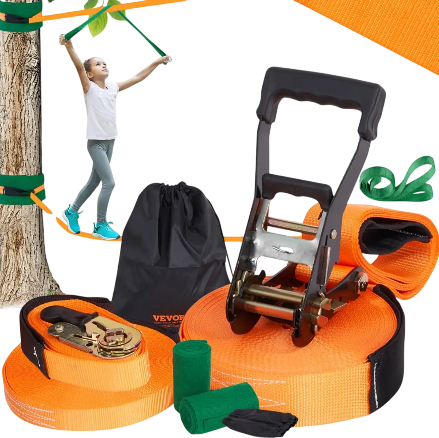 Vevor Slackline Kit 60' Backyard Slack Line Set New