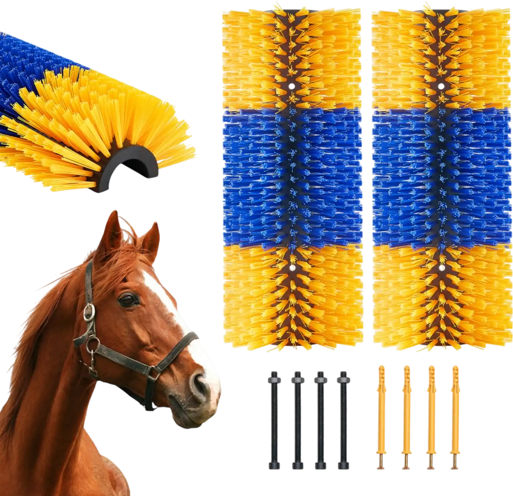VEVOR Livestock Scratching Brush, 2 Pcs Horse Brush with 4 Screws, 20 x 7.5 in Cow Scratcher, for Back Itch Relief & Keep Cleaning, Grooming & Scratching Post Brush for Horse, Pig, Cattle Supplies