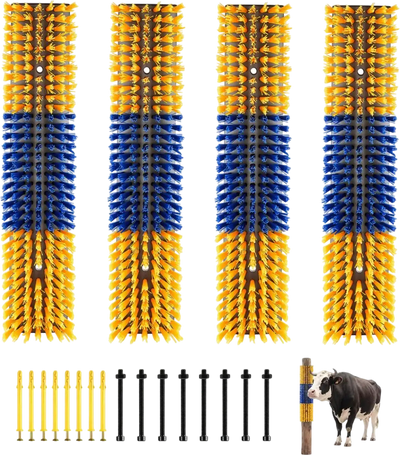 VEVOR Livestock Scratching Brush, 4PCS Goat Scratcher Brush Post with 16 Screws, 16.9