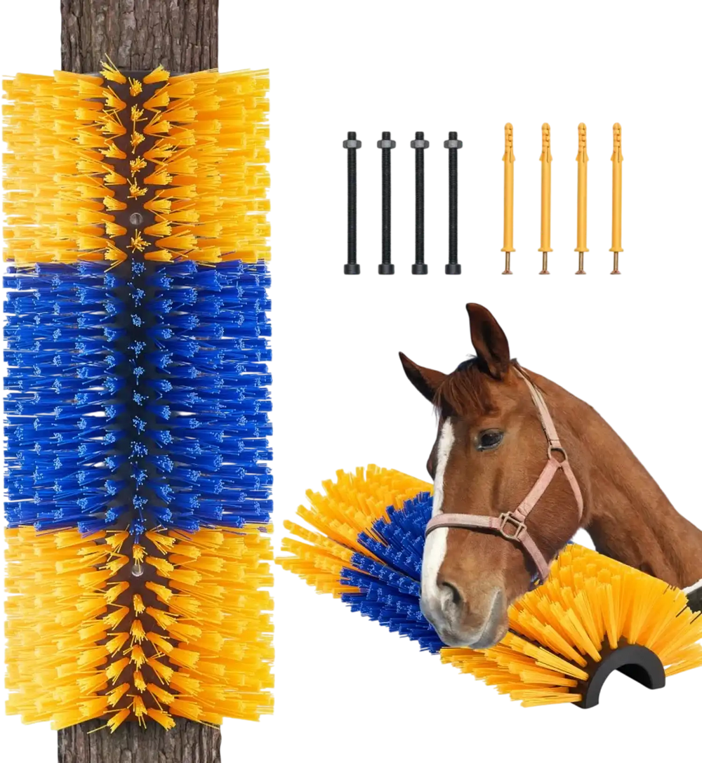 VEVOR Livestock Scratching Brush, Horse Brush with 2 Screws, 17.1 x 7.5 in Cow Scratcher, for Back Itch Relief & Keep Cleaning, Grooming & Scratching Post Brush for Horse, Pig, Cattle Supplies