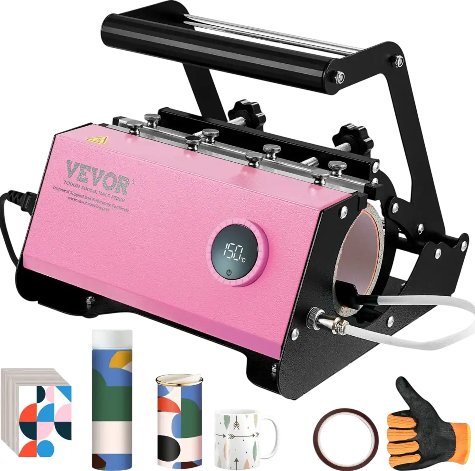 Vevor Mug Heat Press 11-30oz Sublimation Tumbler Press Pink New
